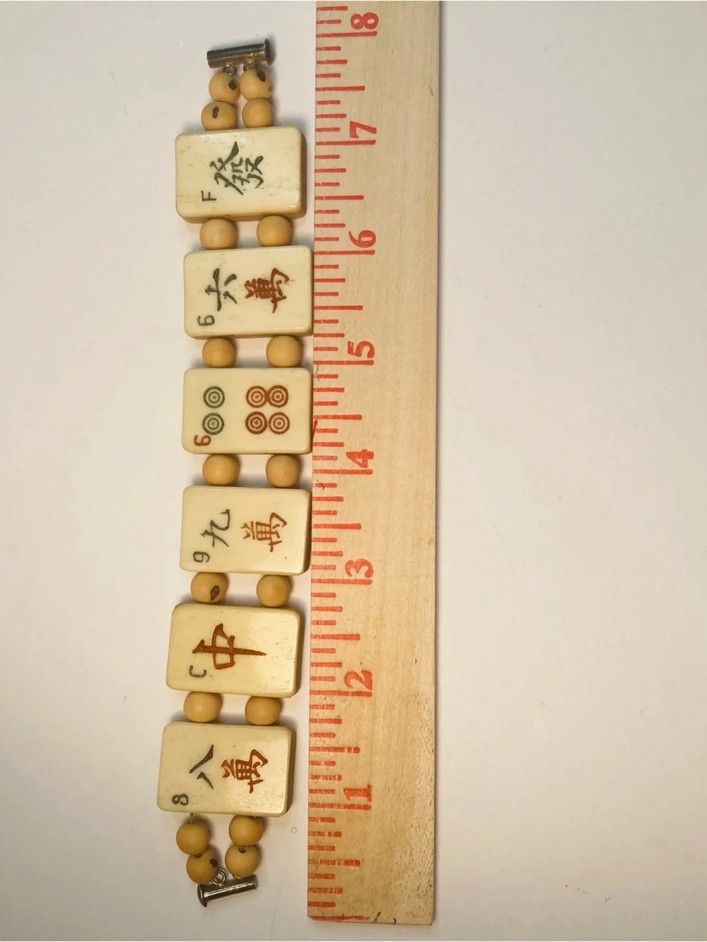 Vintage Mah Jong Bracelet, Two Tone Dovetail Tiles with Magnetic Slide Clasp